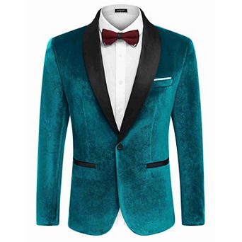 COOFANDY Mens Tuxedo Blazer Shawl Collar Suit Jacket Wedding Dinner Prom One Button Blazer Jacket