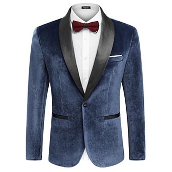 COOFANDY Mens Tuxedo Blazer Shawl Collar Suit Jacket Wedding Dinner Prom One Button Blazer Jacket