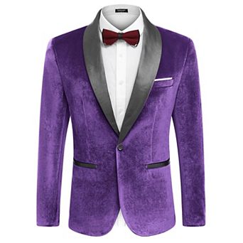 COOFANDY Mens Tuxedo Blazer Shawl Collar Suit Jacket Wedding Dinner Prom One Button Blazer Jacket