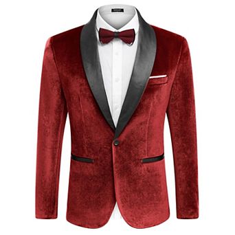 COOFANDY Mens Tuxedo Blazer Shawl Collar Suit Jacket Wedding Dinner Prom One Button Blazer Jacket
