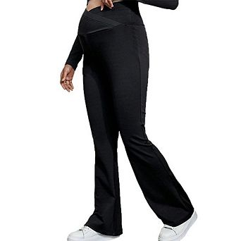 Smooth Feeling Maternity High-Waist Flare Pants Over The Belly Leggings Pregnancy Yoga Pants