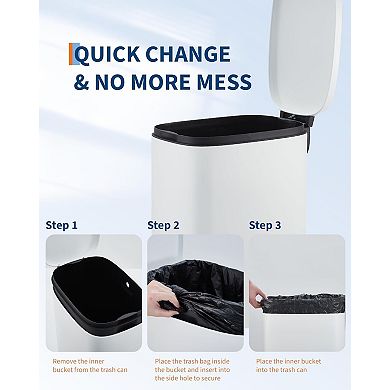 ANIXOL 13 Gallon Slim Stainless Steel Soft Close Kitchen Trash Can