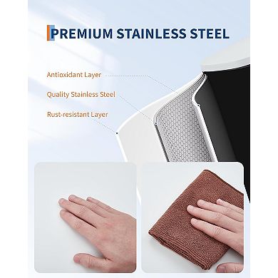 ANIXOL 13 Gallon Slim Stainless Steel Soft Close Kitchen Trash Can