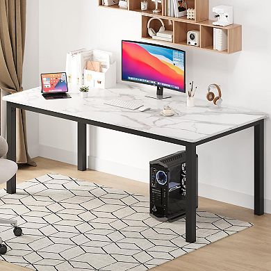 ANIXOL Round Corner Dining Table with Metal Legs, Modern Rectangular Table