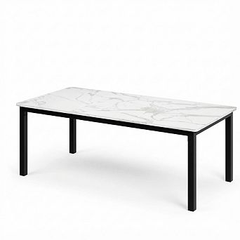 ANIXOL Round Corner Dining Table with Metal Legs, Modern Rectangular Table