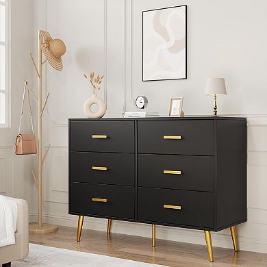ANIXOL Wood Dresser with Gold Handles