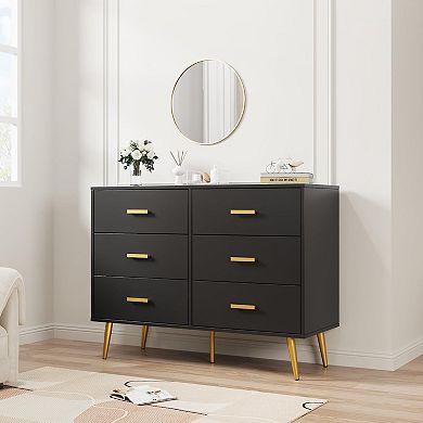 ANIXOL Wood Dresser with Gold Handles