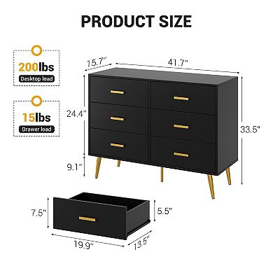 ANIXOL Wood Dresser with Gold Handles