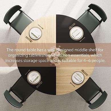 ANIXOL 47.2" Round Dining Table for 46 with Storage Shelf