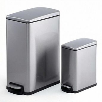 ANIXOL 12+2.6 Gallon Stainless Steel Trash Can Combo Set