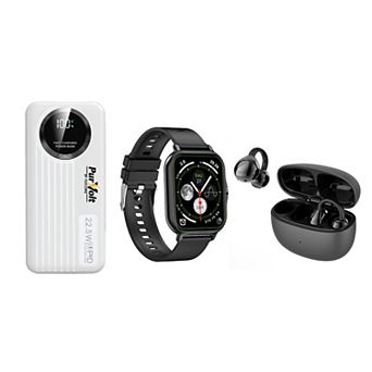 Ultimate Mobile Essentials Bundle Smart Watch, 10,000mAh Power Bank & True Wireless Earbuds