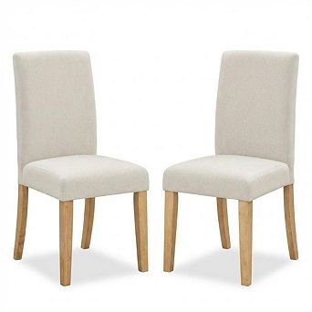 2 pc Dining Chairs Button Tufted Kitchen Chairs Upholstered Fabric Dining Room Chairs with Wood Leg