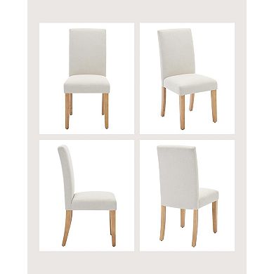 2 PCS Dining Chairs Button Tufted Kitchen Chairs Upholstered Fabric Dining Room Chairs with Wood Leg