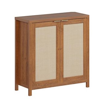 ANIXOL Farmhouse Rattan Buffet Cabinet with Adjustable Shelves