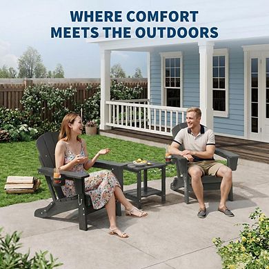 ANIXOL Folding Adirondack Chair Set of 2 with Side Table