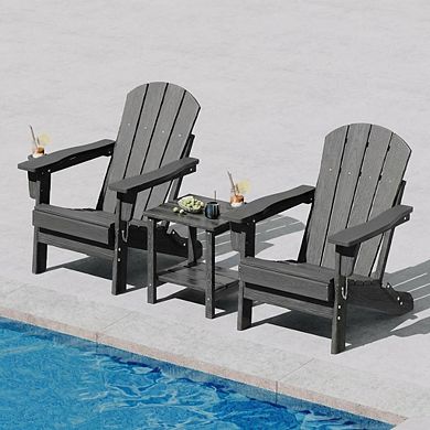 ANIXOL Folding Adirondack Chair Set of 2 with Side Table