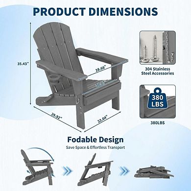 ANIXOL Folding Adirondack Chair Set of 2 with Side Table
