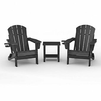 ANIXOL Folding Adirondack Chair Set of 2 with Side Table