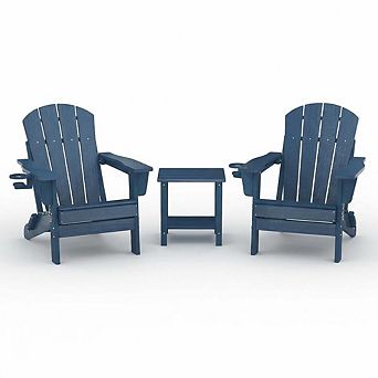 ANIXOL Folding Adirondack Chair Set of 2 with Side Table