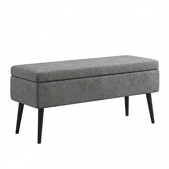 ANIXOL Mid-Century Modern Storage Ottoman Bench, Grey
