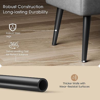 ANIXOL Mid-Century Modern Storage Ottoman Bench, Grey
