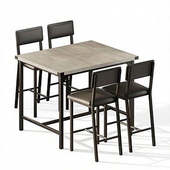 ANIXOL 5 pc Counter Height Dining Set with 4 Upholstered Stools