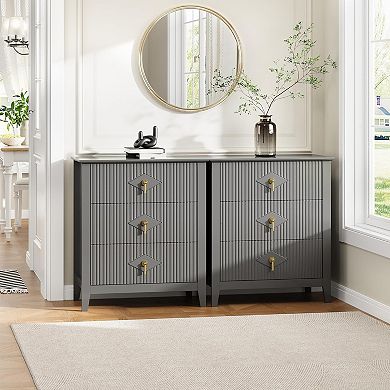 ANIXOL Fluted 5-Drawer Wood Dresser