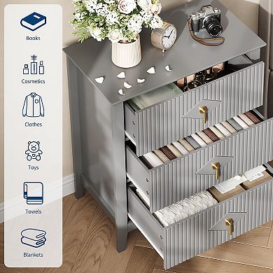 ANIXOL Fluted 5-Drawer Wood Dresser