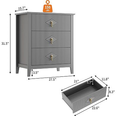 ANIXOL Fluted 5-Drawer Wood Dresser