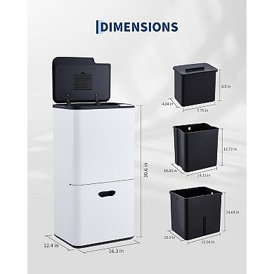 ANIXOL 16 Gallon Dual Compartment Kitchen Trash and Recycling Can