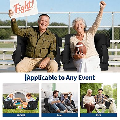 ANIXOL 2-Pack Portable Stadium Seats with Back Support & Cup Holder