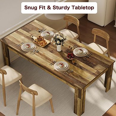 ANIXOL 71 Inch Farmhouse Dining Table with Triangular Legs, Seats 6-8