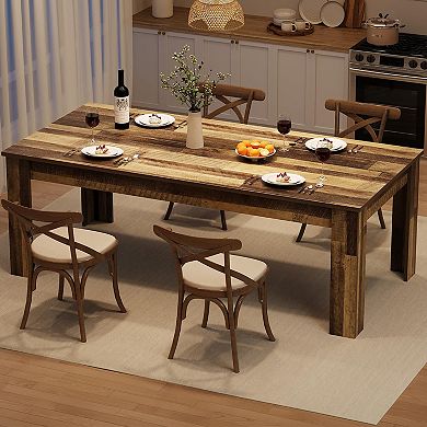 ANIXOL 71 Inch Farmhouse Dining Table with Triangular Legs, Seats 6-8