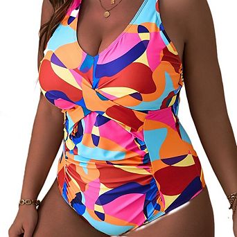 Women's Plus Size One Piece Swimsuit Slim Fit Bikini Printed Design Backless Bathing Suit