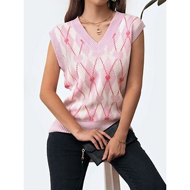 Women's Sweater Vest Y2K Sleeveless Plaid Causal Cute Knitted Crop Tank Top