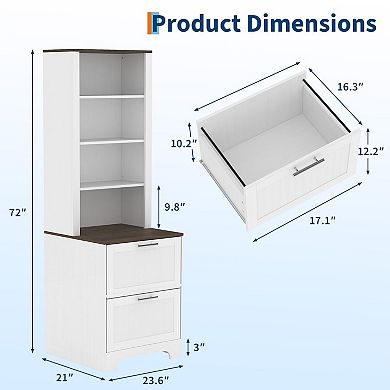 ANIXOL 72-Inch Bookcase with 2 File Drawers