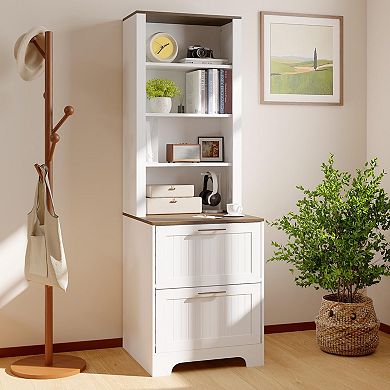 ANIXOL 72-Inch Bookcase with 2 File Drawers