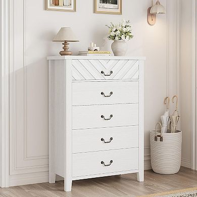 ANIXOL 5-Drawer Wood Dresser for Bedroom