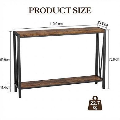 ANIXOL 2-Tier Slim Console Table with Metal Frame
