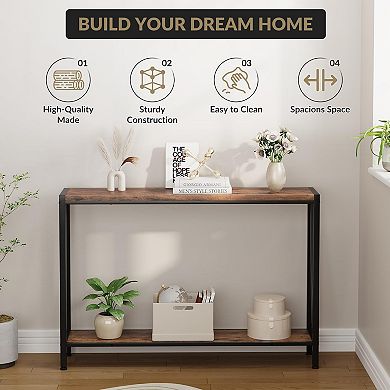 ANIXOL 2-Tier Slim Console Table with Metal Frame