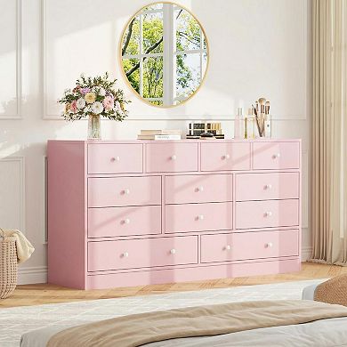 ANIXOL 12-Drawer Dresser with Charging Station and TV Stand