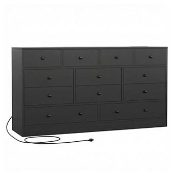 ANIXOL 12-Drawer Dresser with Charging Station and TV Stand