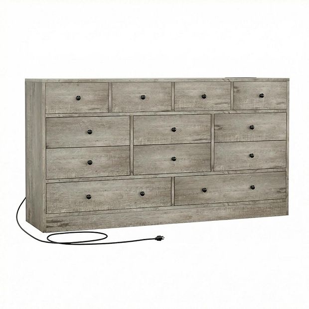 ANIXOL 12-Drawer Dresser with Charging Station and TV Stand
