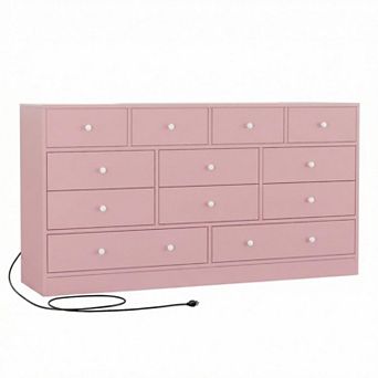 ANIXOL 12-Drawer Dresser with Charging Station and TV Stand