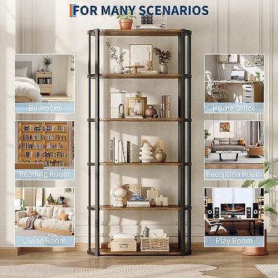 ANIXOL 71" Industrial 6-Tier Tall Bookshelf