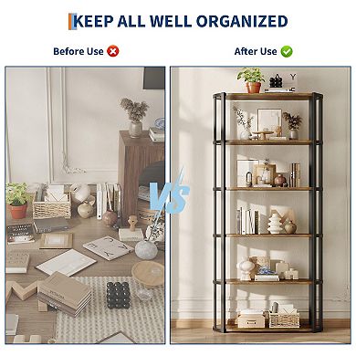 ANIXOL 71" Industrial 6-Tier Tall Bookshelf