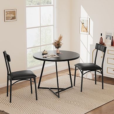 Dining Chairs Set of 2 Upholstered Modern Chairs with Backrest PU Leather Kitchen Side Chairs