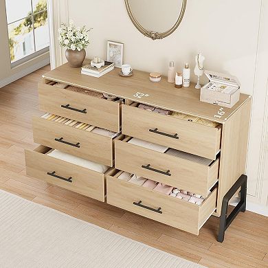 ANIXOL 6-Drawer Wood Bedroom Dresser