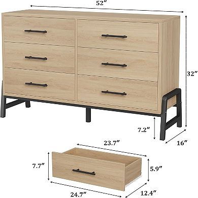 ANIXOL 6-Drawer Wood Bedroom Dresser
