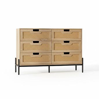 ANIXOL Natural Rattan 6-Drawer Dresser